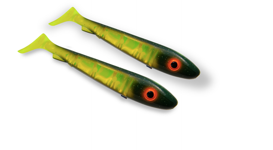 Big McRubber Flash 25cm 2 pack Black Chartreuse